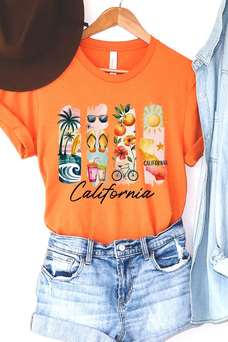 US3001P-E3061CA California State Brushstroke Graphic Plus Tee $16