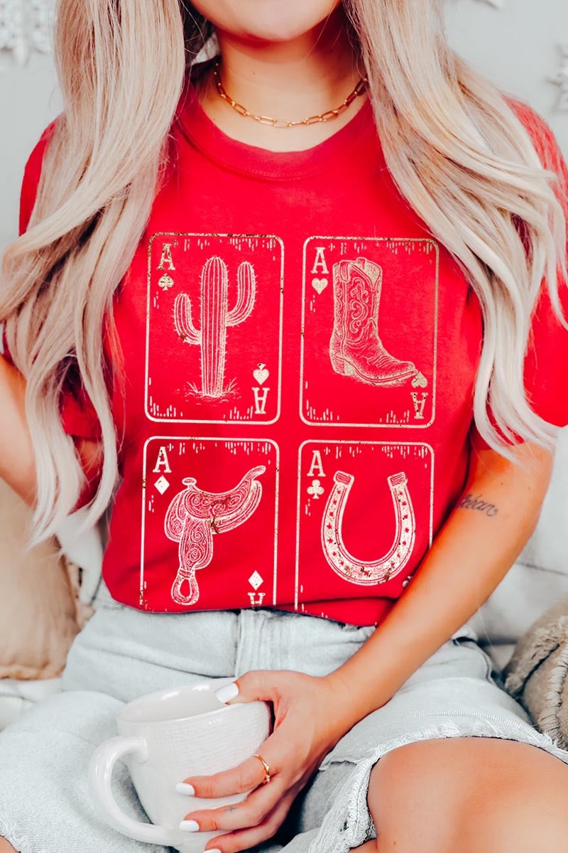 US3001P-E3094 Western Cowgirl Card Graphic Plus Tee $16