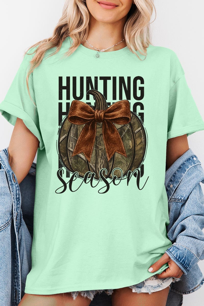 5000P-E3190 Hunting Pumpkin Bow Graphic Plus Heavy Cotton Tee $12.75