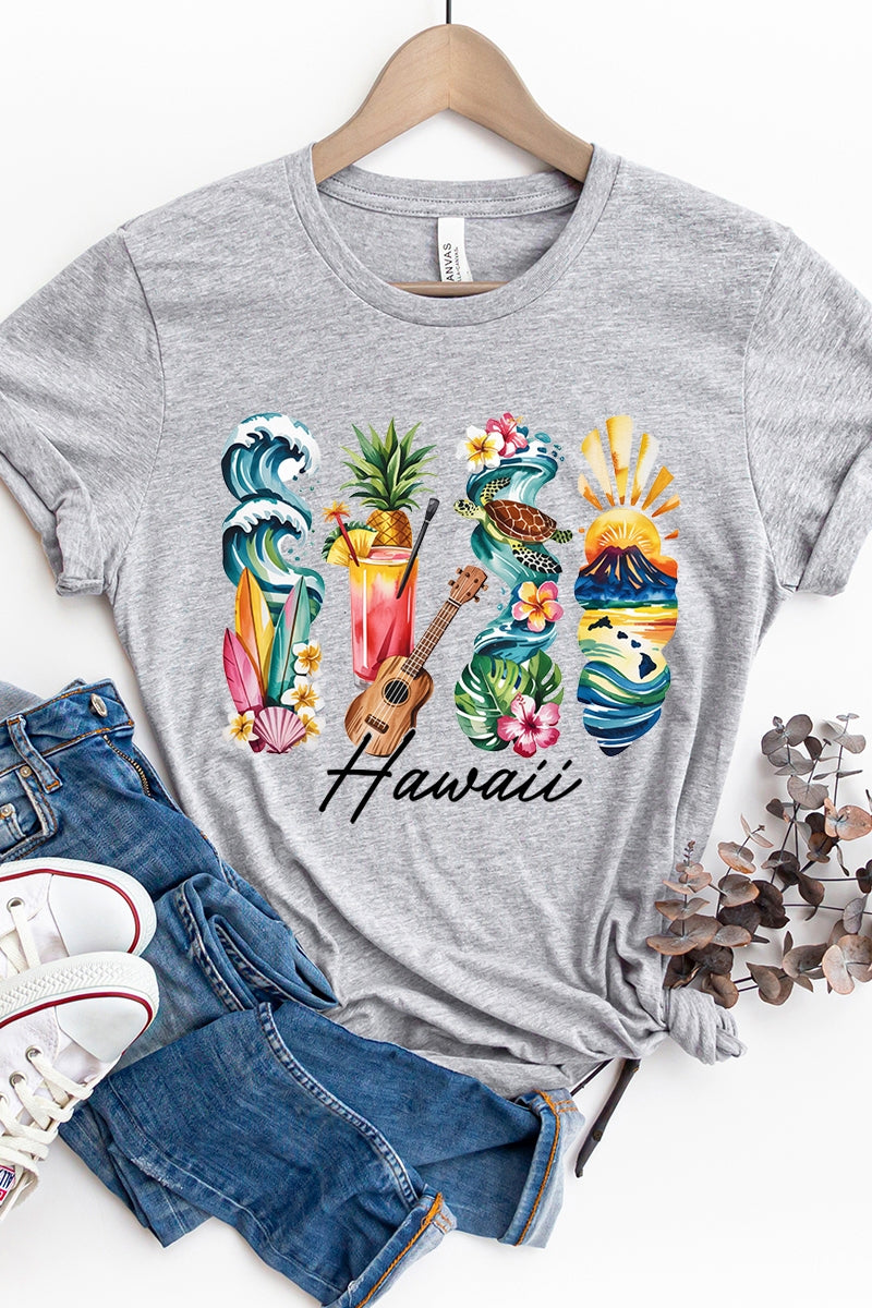 US3001-E3061HI Hawaii State Brushstroke Graphic Tee $12.5