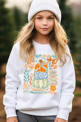 UL180B-E3153Z Floral Pumpkin Stack Kids Graphic Sweatshirt $20