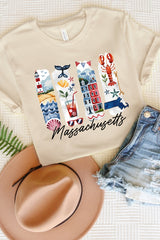US3001-E3061MA Massachusetts State Brushstroke Graphic Tee $12.5