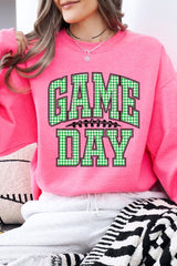 UL180-E3128 Green Gingham Game Day Graphic Sweatshirt $20