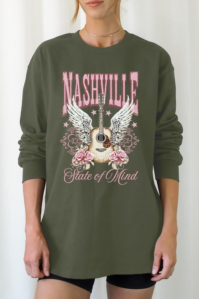 UL240-E3157 Nashville Rose Graphic Long Sleeve Tee $13.75