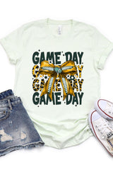 US3001-E3090 Yellow Football Game Day Bow Graphic Tee $12.5