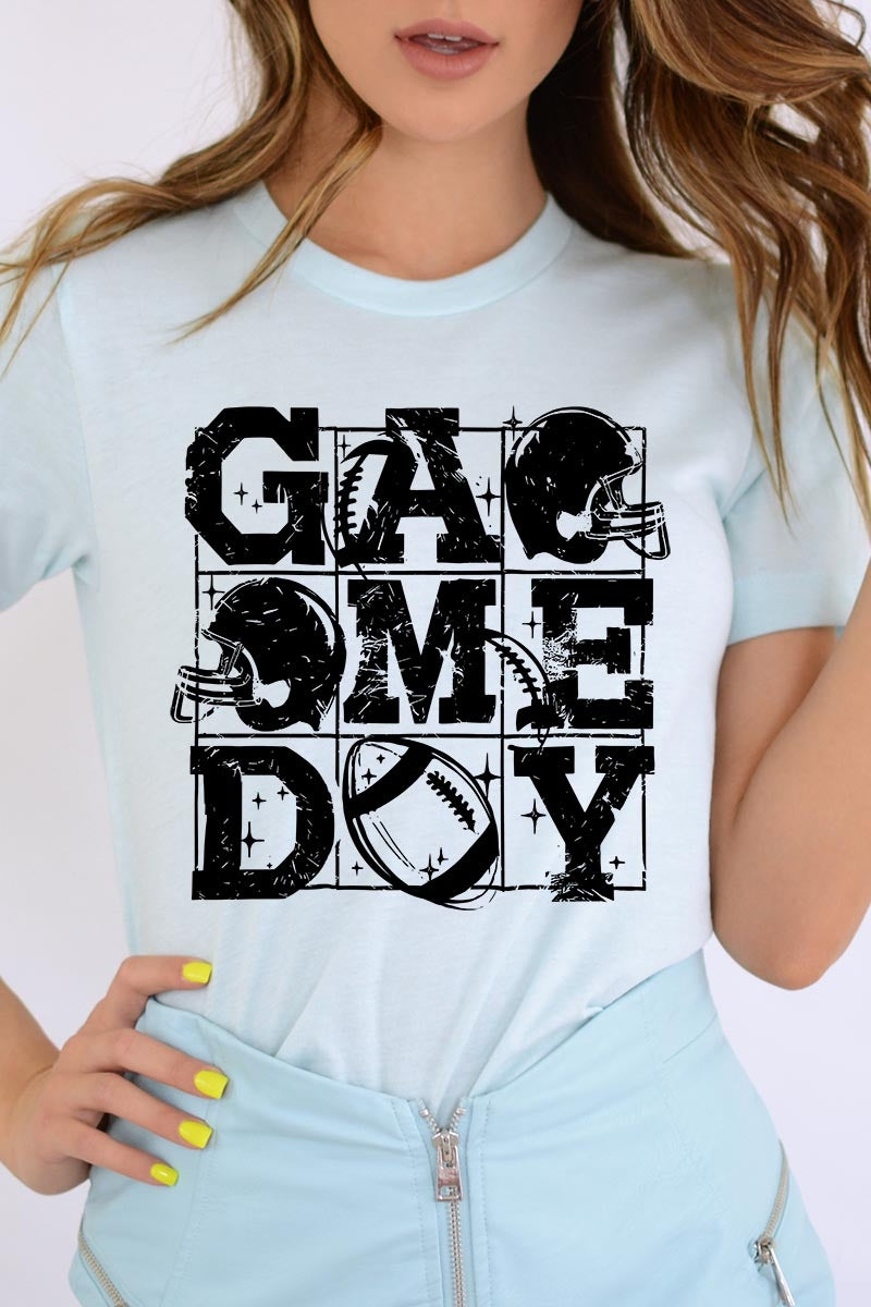 US3001-E3073 Distressed Game Day Graphic Tee $12.5