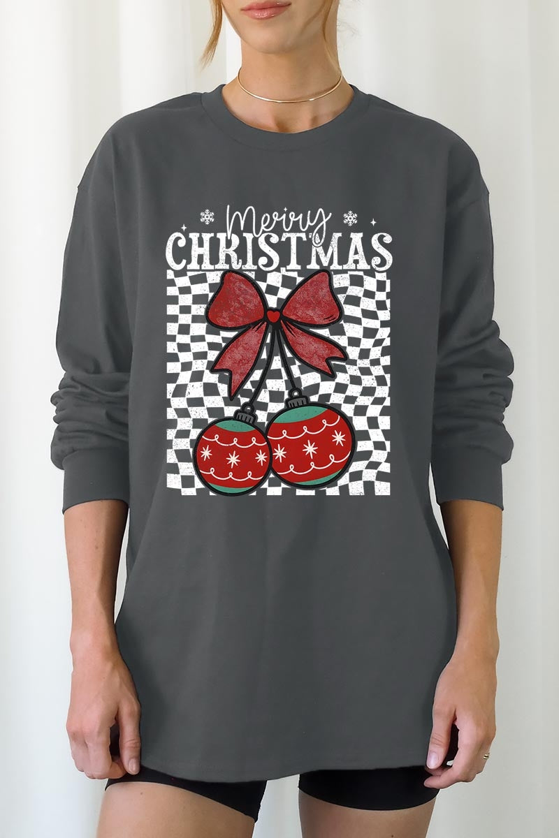 UL240P-E3196 Cherry Ornament Christmas Graphic Plus Long Sleeve Tee $17