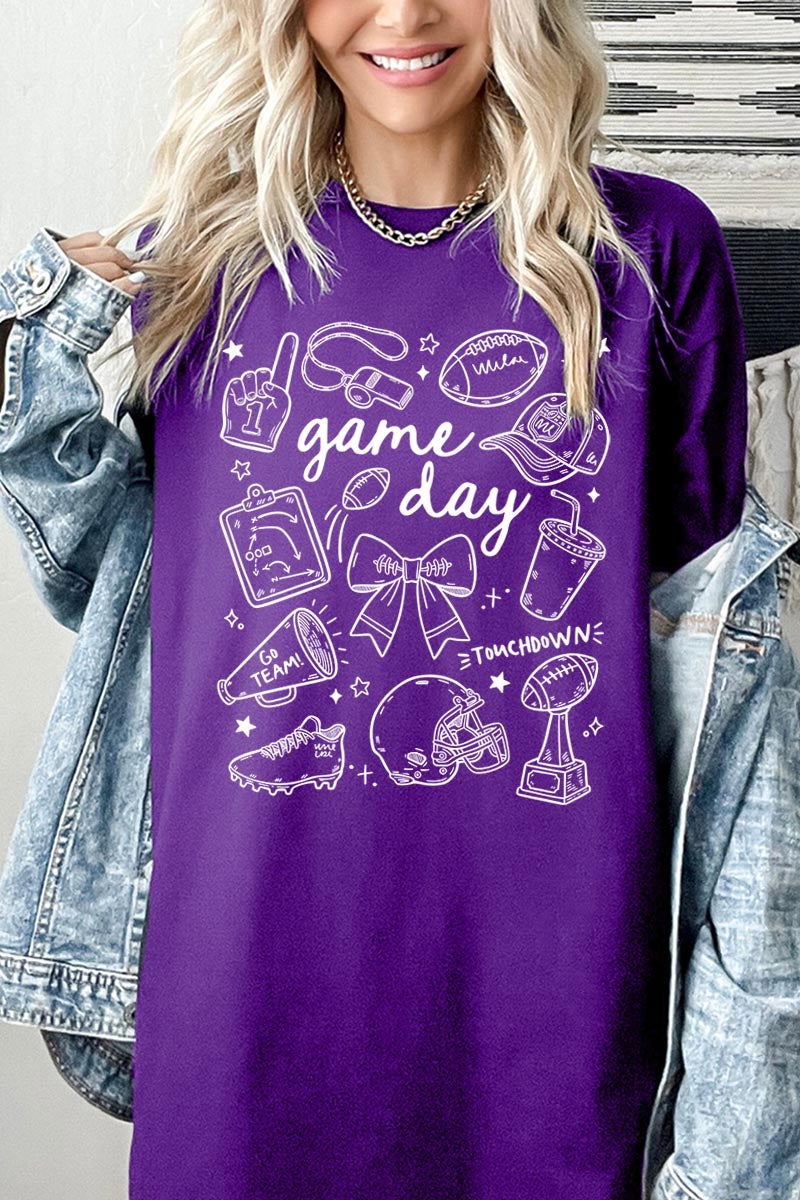 5000P-E3081 Football Doodles Graphic Plus Heavy Cotton Tee $12.75