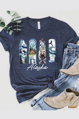 US3001-E3061AK Alaska State Brushstroke Graphic Tee $12.5