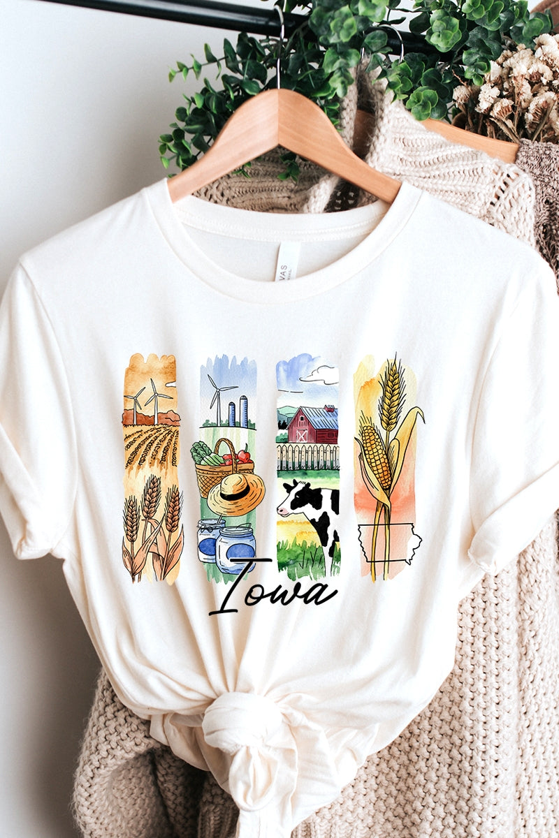 US3001-E3061IA Iowa State Brushstroke Graphic Tee $12.5