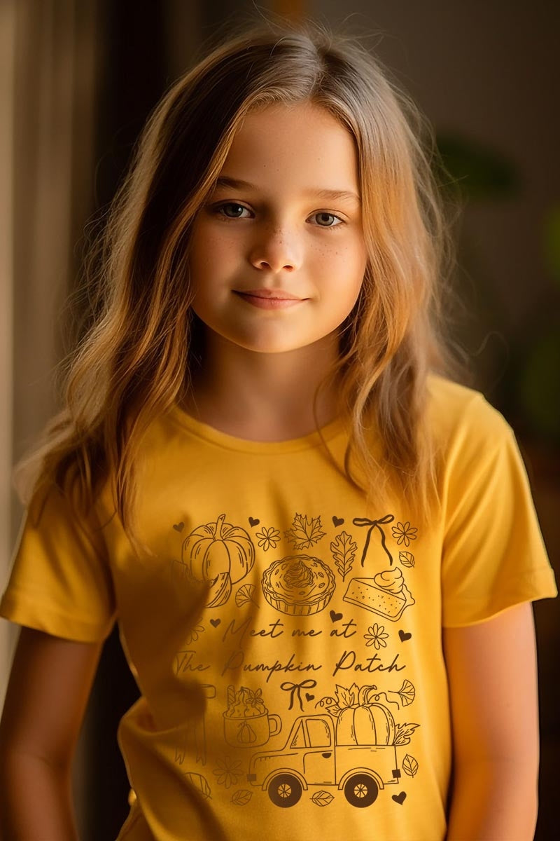 US3001Y-E3163Z Pumpkin Patch Doodle Kids Graphic Tee $11