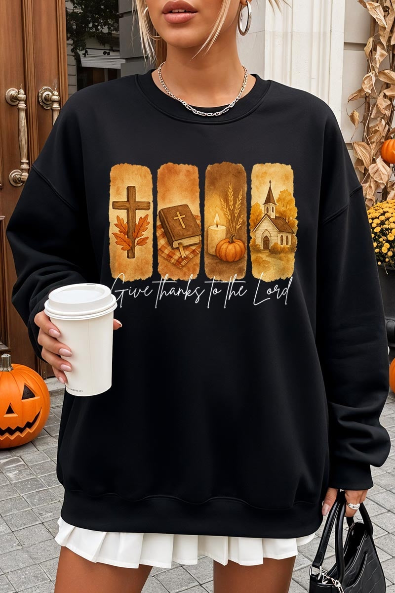 UL180P-E3169 Give Thanks To The Lord Graphic Plus Sweatshirt $25