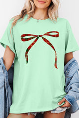 5000P-E3211 Red Bow Christmas Graphic Plus Heavy Cotton Tee $12.75