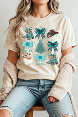US3001P-E3180 Western Christmas Graphic Plus Tee $16