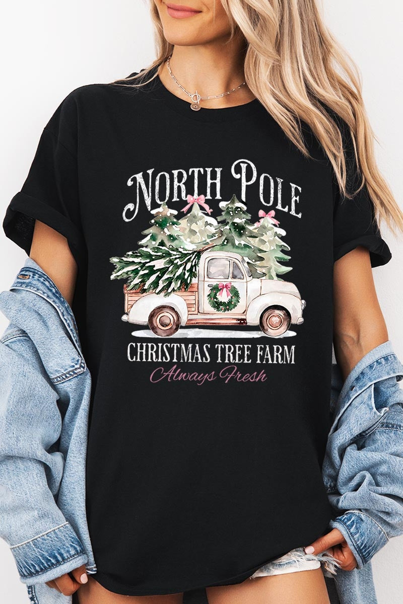 5000-E3174 North Pole Christmas Graphic Heavy Cotton Tee $9