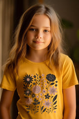 US3001Y-E3178Z Fall Floral Garden Kids Graphic Tee $11