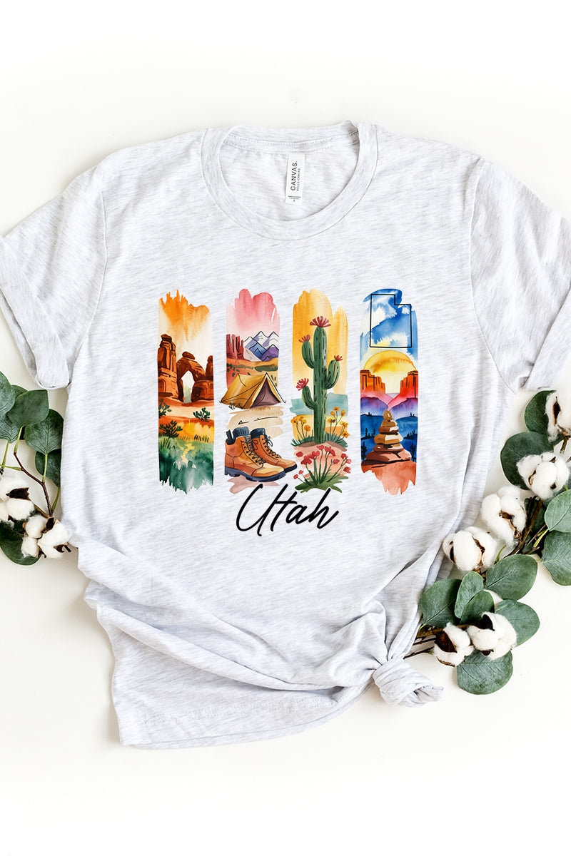 US3001-E3061UT Utah State Brushstroke Graphic Tee $12.5