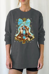 UL240-E3184 Turquoise Christmas Tree Graphic Long Sleeve Tee $13.75