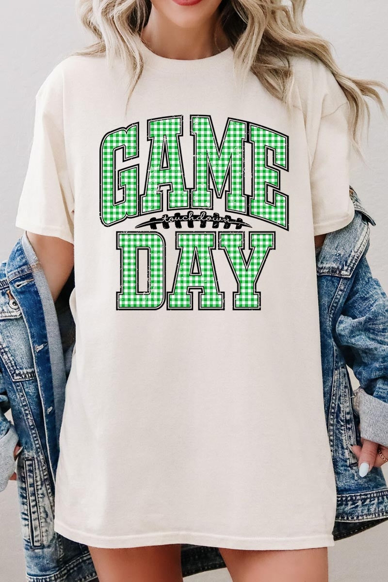 5000P-E3128 Green Gingham Game Day Plus Heavy Cotton Tee $12.75