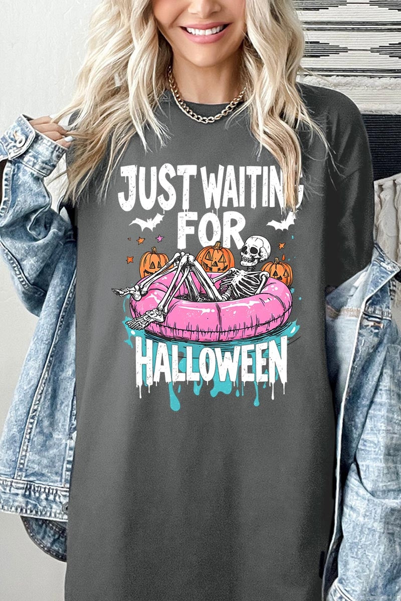 5000P-E3138 Just Waiting For Halloween Plus Heavy Cotton Tee $12.75