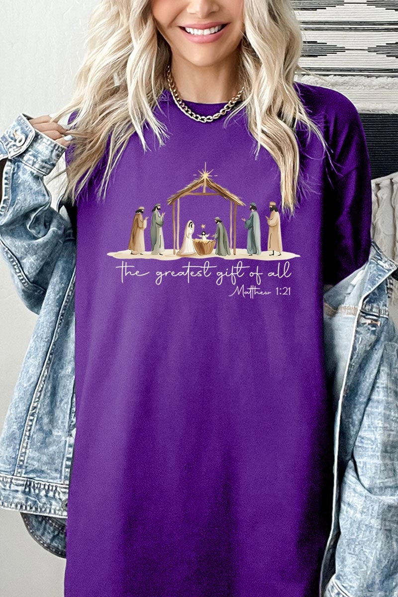 5000P-E3183 Nativity Gift Graphic Plus Heavy Cotton Tee $12.75