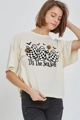CTS-E3124 Retro Ghosts Graphic Relaxed Crop Top $11