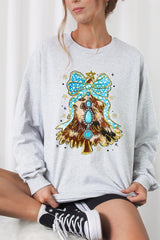UL240P-E3184 Turquoise Christmas Tree Graphic Plus Long Sleeve Tee $17