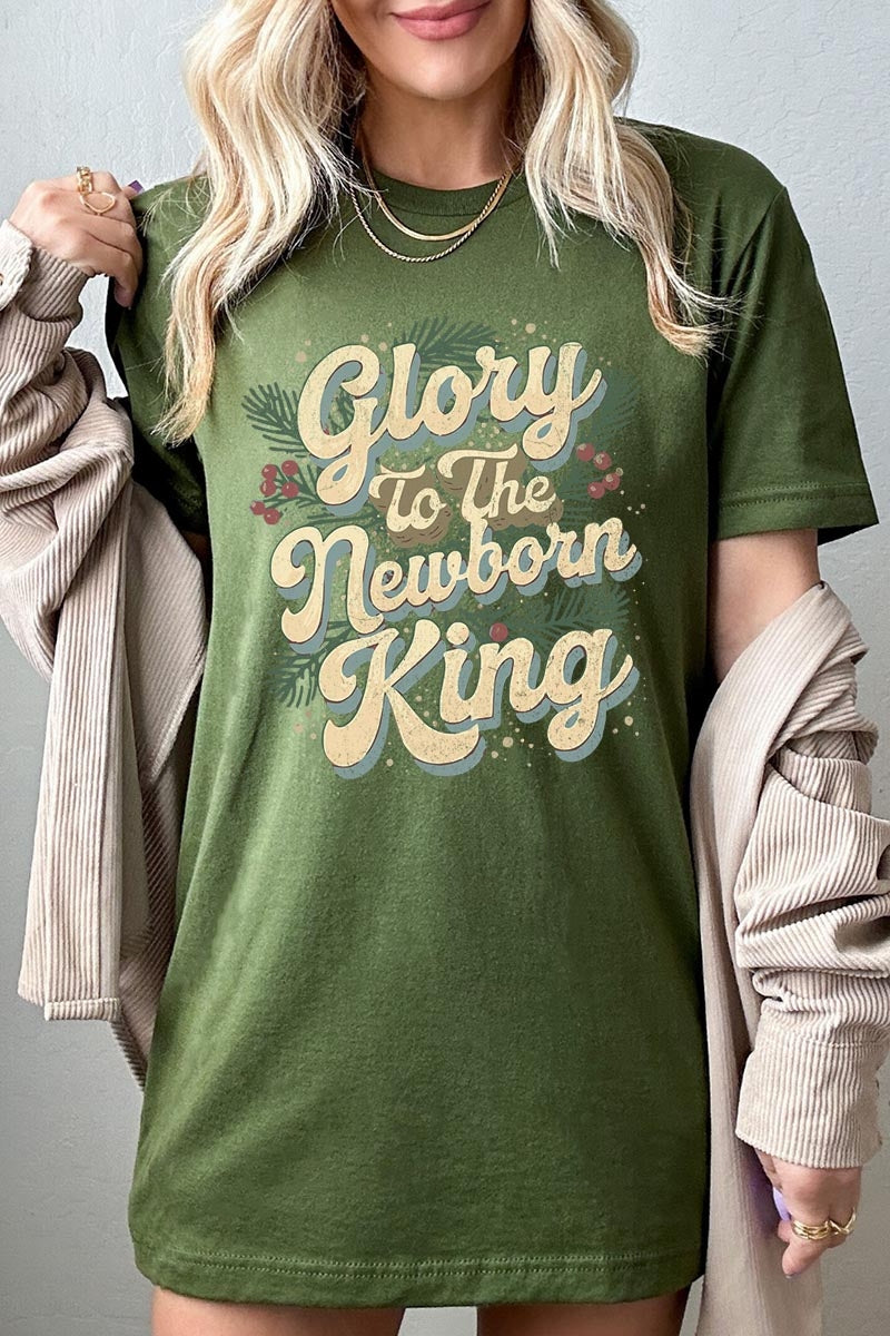US3001-E3220 Glory to the Newborn King Graphic Tee $12.5