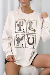 UL240P-E3094 Western Cowgirl Card Graphic Plus Long Sleeve Tee $17
