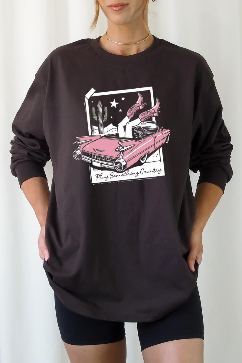 UL240P-E3098 Play Something Country Plus Long Sleeve Tee $17