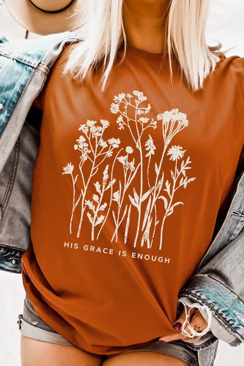 US3001P-E3146 Christian Wildflower Graphic Plus Tee $16