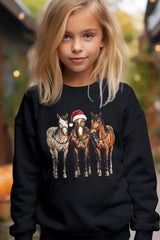 UL180B-E3182Z Christmas Horses Kids Graphic Sweatshirt $20