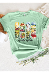 US3001-E3061NE Nebraska State Brushstroke Graphic Tee $12.5