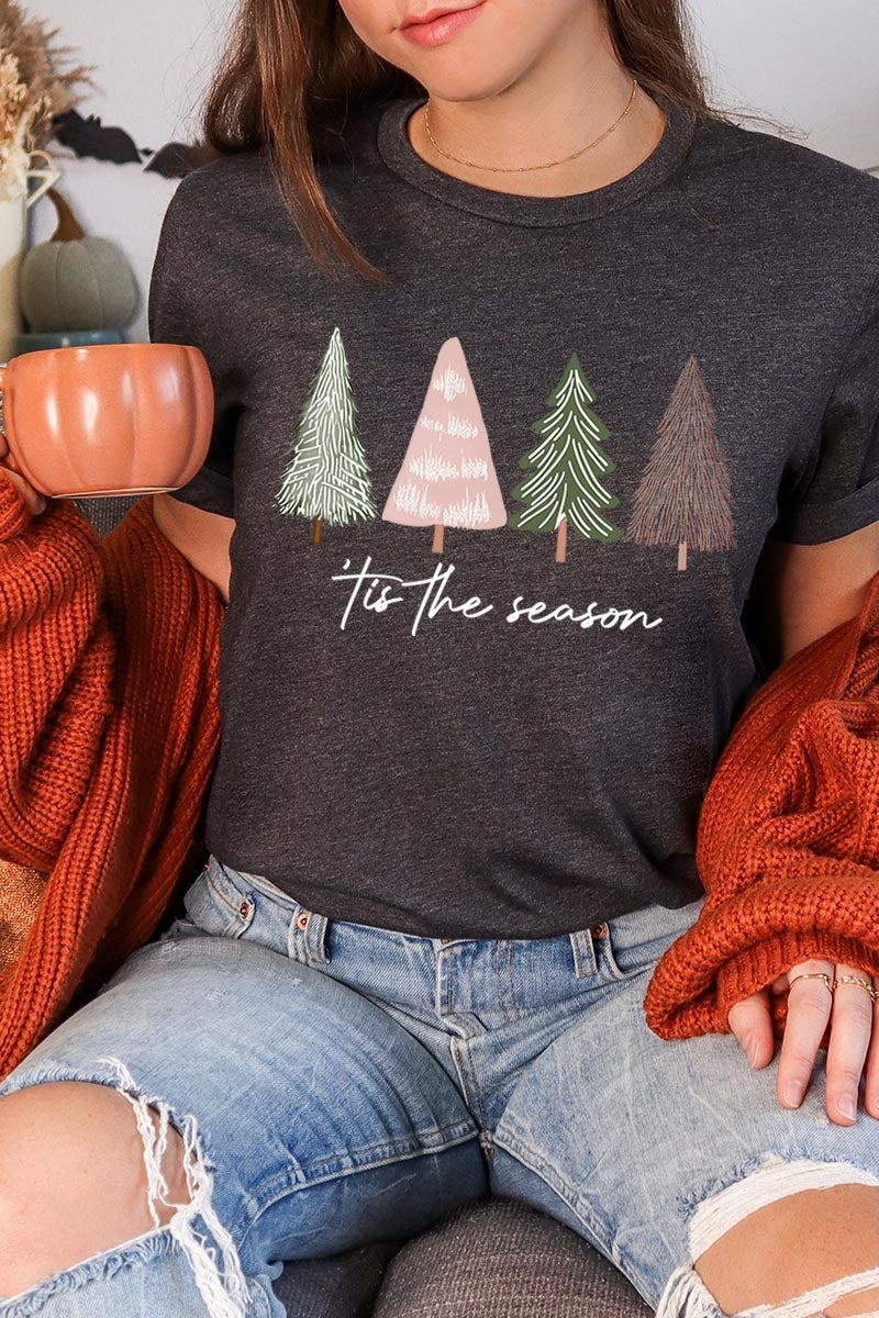 US3001P-E3218 Rustic Christmas Trees Graphic Plus Tee $16