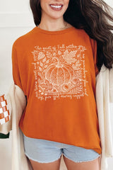 5000P-E3112 Pumpkin Botanical Graphic Plus Heavy Cotton Tee $12.75