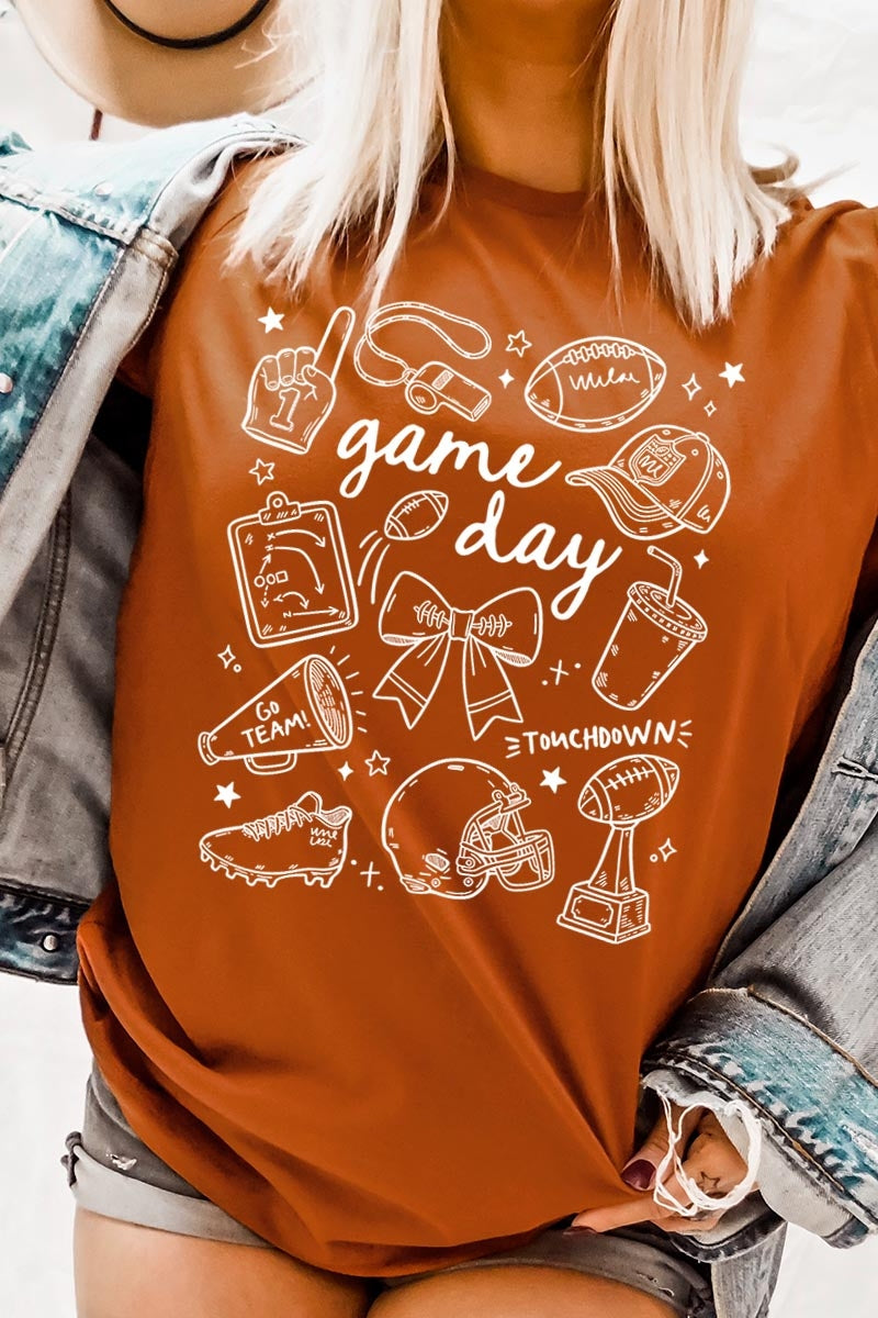 US3001-E3081 Football Doodles Graphic Tee $12.5