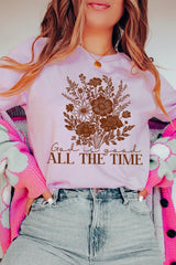 US3001P-E3116 God Is Good Floral Graphic Plus Tee $16