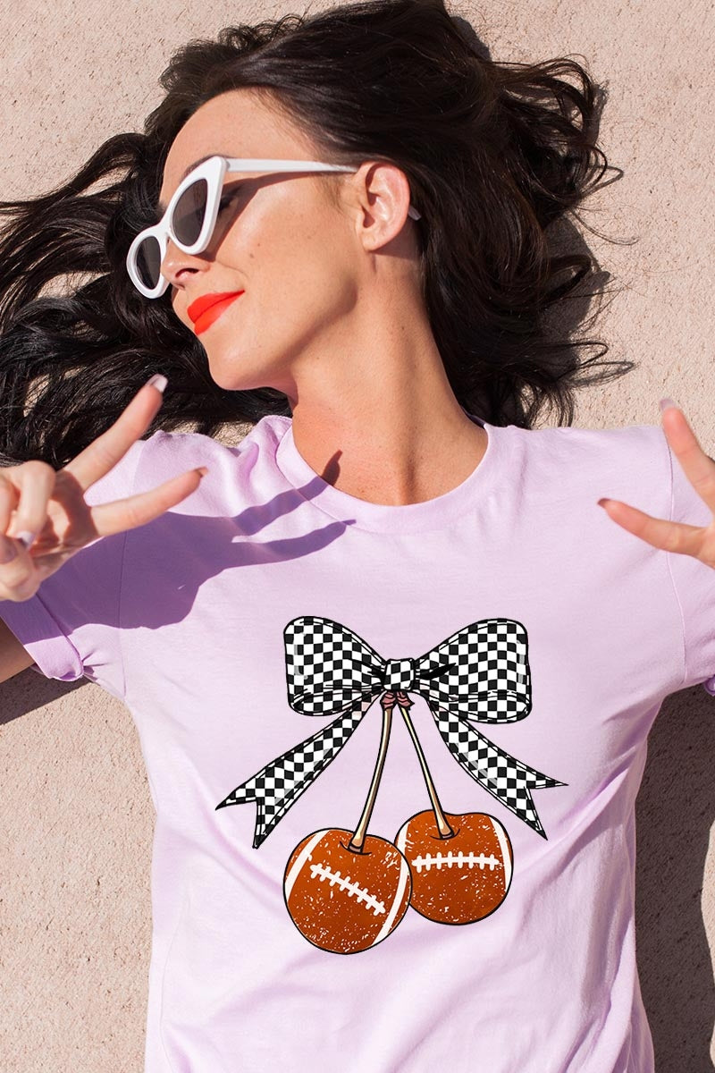 US3001P-E3055 Football Cherries Graphic Plus Tee $16