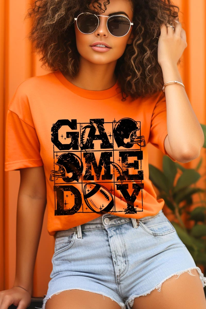 US3001-E3073 Distressed Game Day Graphic Tee $12.5