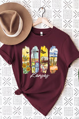 US3001-E3061KS Kansas State Brushstroke Graphic Tee $12.5