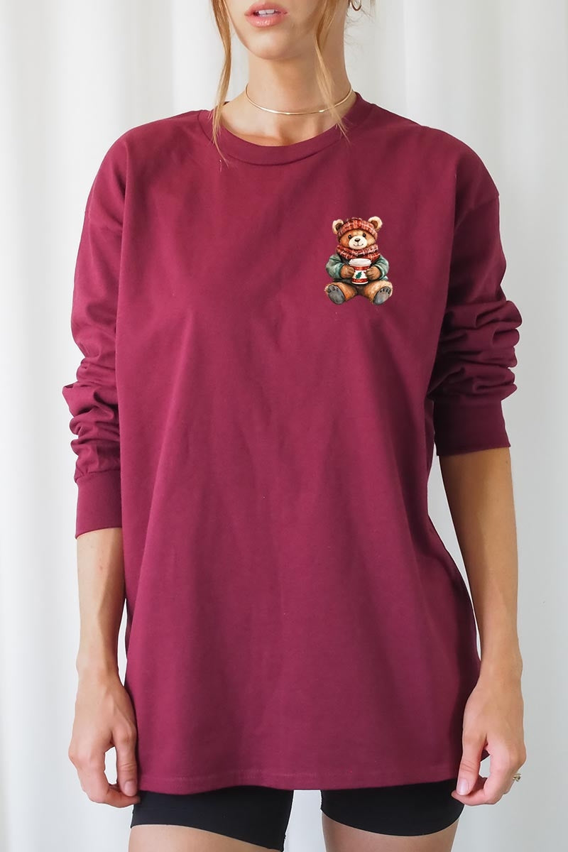 UL240P-E3175 Christmas bear Graphic Plus Long Sleeve Tee $17