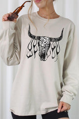 UL240P-E3176 Western Bullskull Graphic Plus Long Sleeve Tee $17