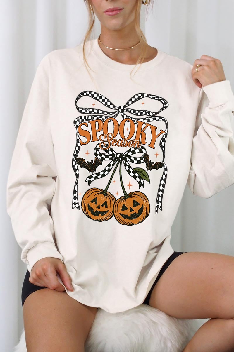 UL240-E3085 Pumpkin Cherries Graphic Long Sleeve Tee $13.75
