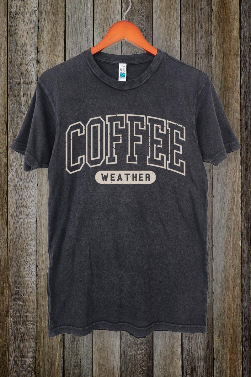 LS002-E3207 Coffee Weather Graphic Vintage Tee $15.5