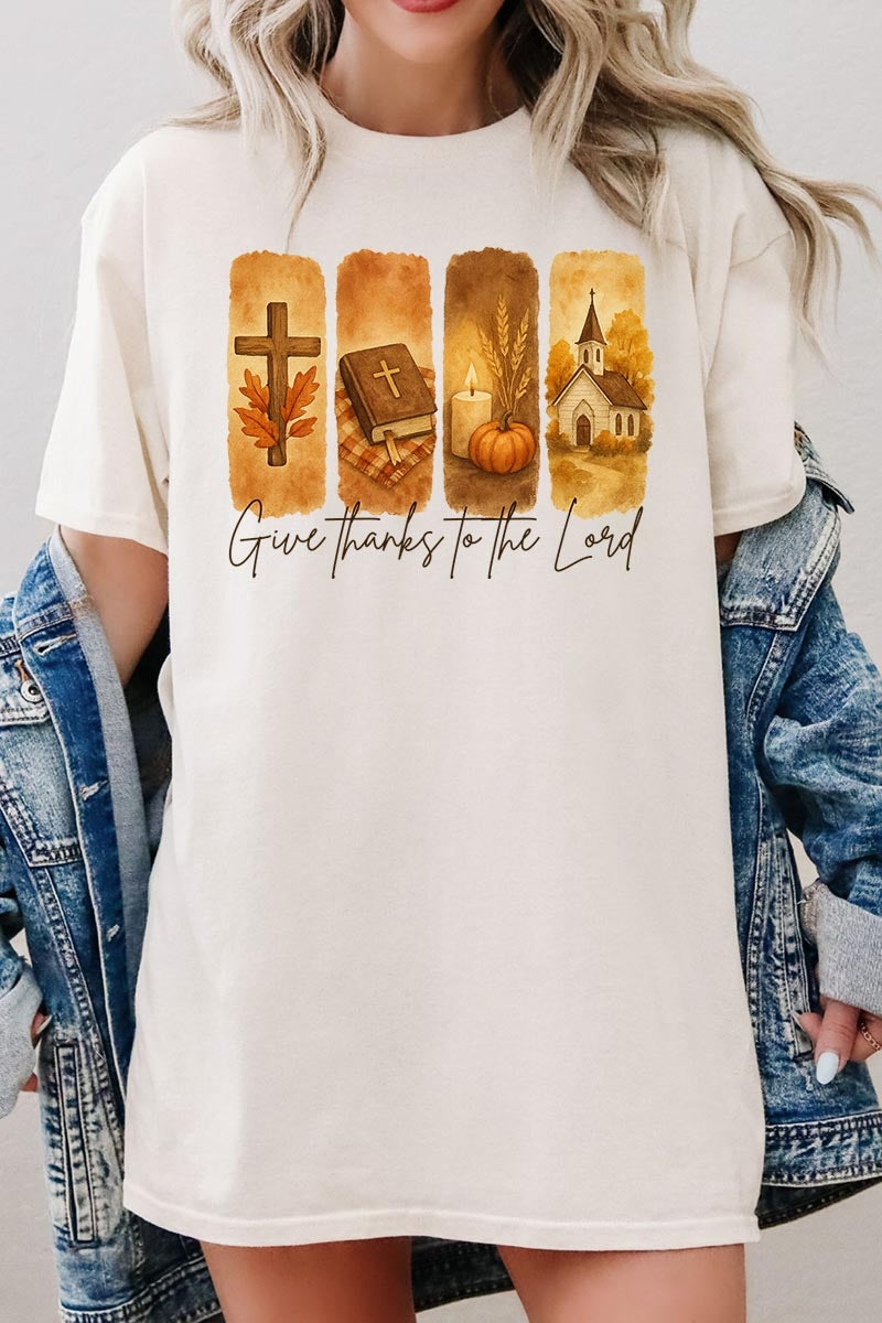 5000-E3169 Give Thanks To The Lord Graphic Heavy Cotton Tee $9