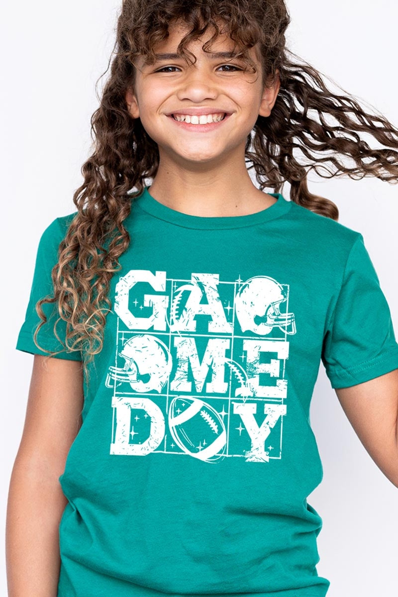 US3001Y-E3073Z Distressed Game Day Kids Graphic Tee $11