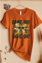 US3001-E3090 Yellow Football Game Day Bow Graphic Tee $12.5