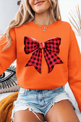 UL180-E3198 Red Buffalo Plaid Bow Graphic Sweatshirt $20