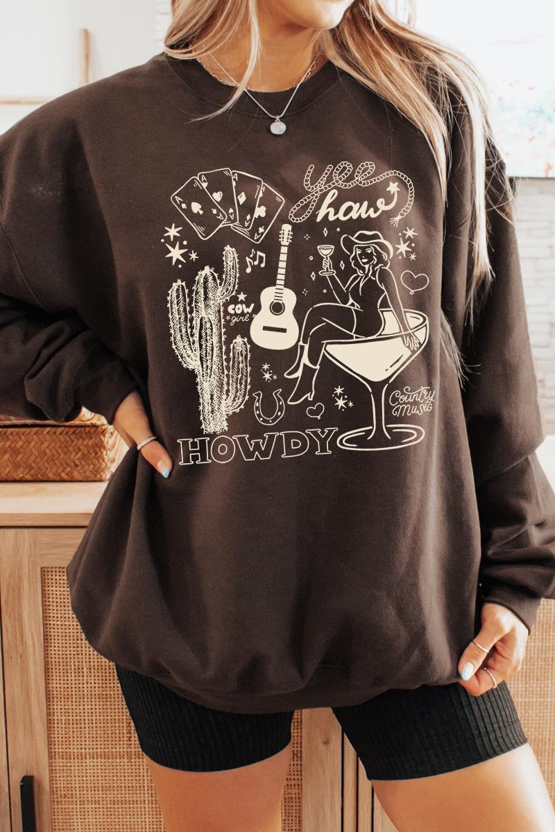 UL180-E3097 Cowgirl Country Music Graphic Sweatshirt $20