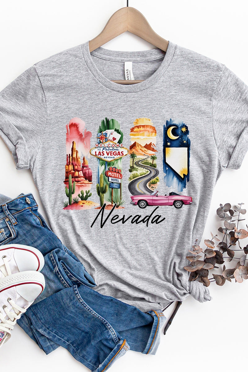 US3001-E3061NV Nevada State Brushstroke Graphic Tee $12.5